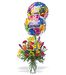 Birthday Balloons and Flowers