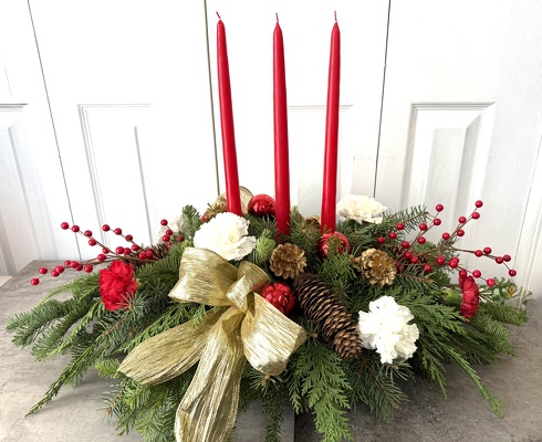 3 Candle Centerpiece from Aladdin's Floral in Idaho Falls