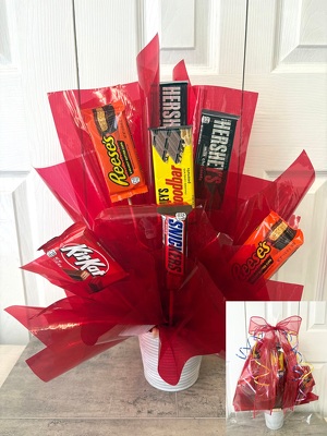 Bright Candy Bar Bouquet from Aladdin's Floral in Idaho Falls