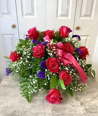 Roses Mini Casket Spray from Aladdin's Floral in Idaho Falls