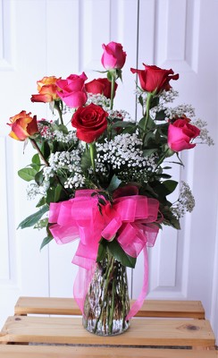 A Dozen Mixed Roses from Aladdin's Floral in Idaho Falls