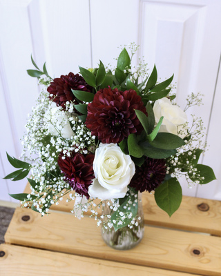 Dahlias & Roses Bridal Bouquet from Aladdin's Floral in Idaho Falls