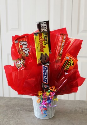 Bright Candy Bar Bouquet from Aladdin's Floral in Idaho Falls