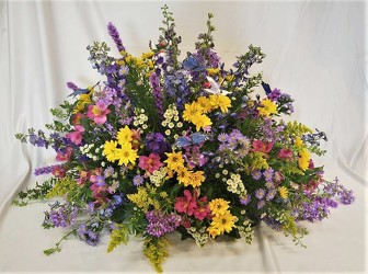 Wildflower Meadow Casket Spray from Aladdin's Floral in Idaho Falls